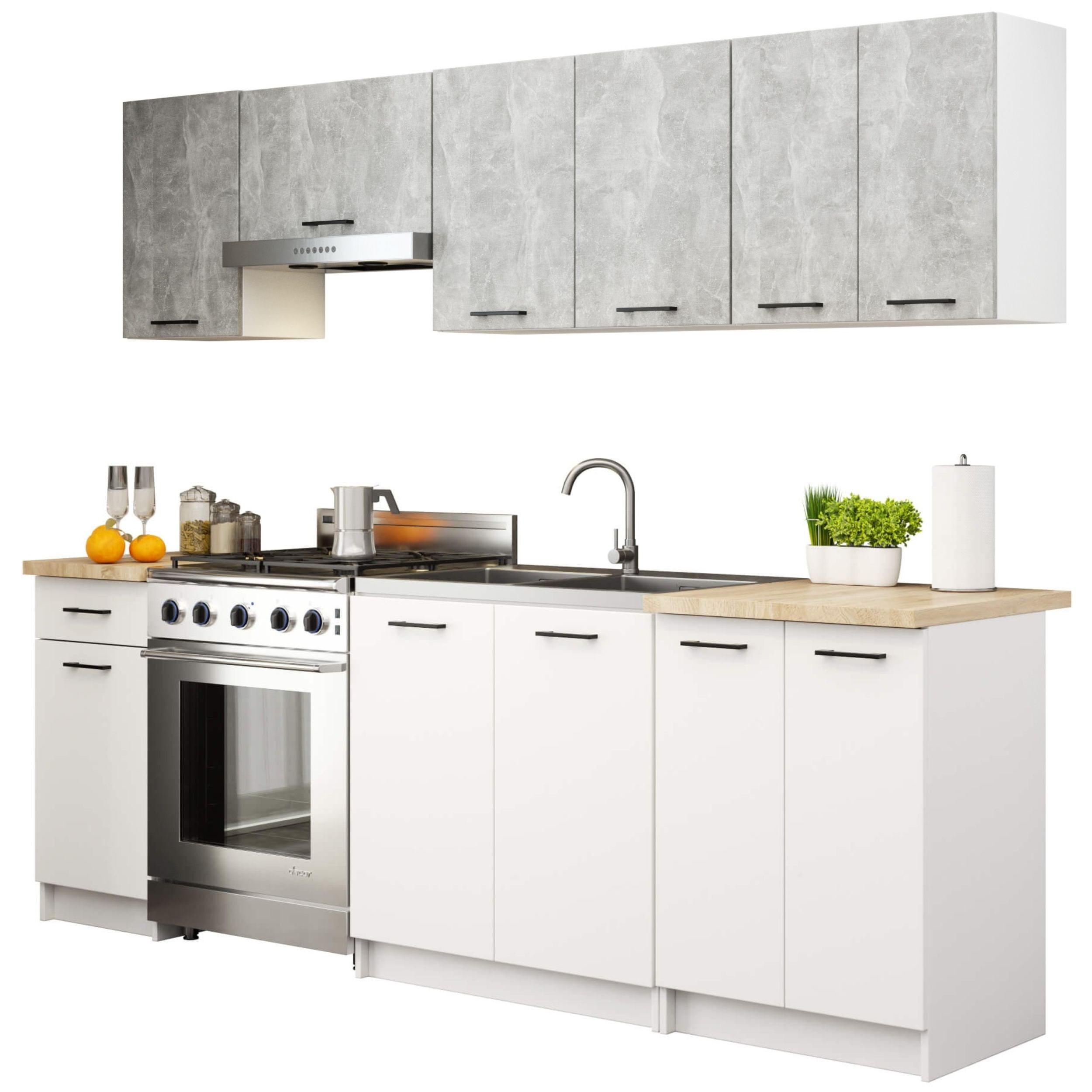 KÜCHENLEERBLOCK Beton, Weiß 203/240/46 - Weiß, Holzwerkstoff (240/203/46cm) - RAUMHIRSCH FURNITURE