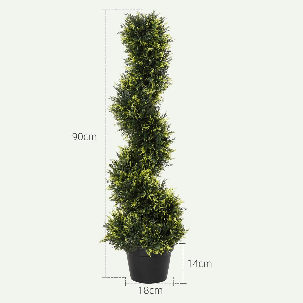 KÜNSTLICHE ZEDERNBAUM 2er Set, groß 90 cm - Grün, Kunststoff (90cm) - Outsunny