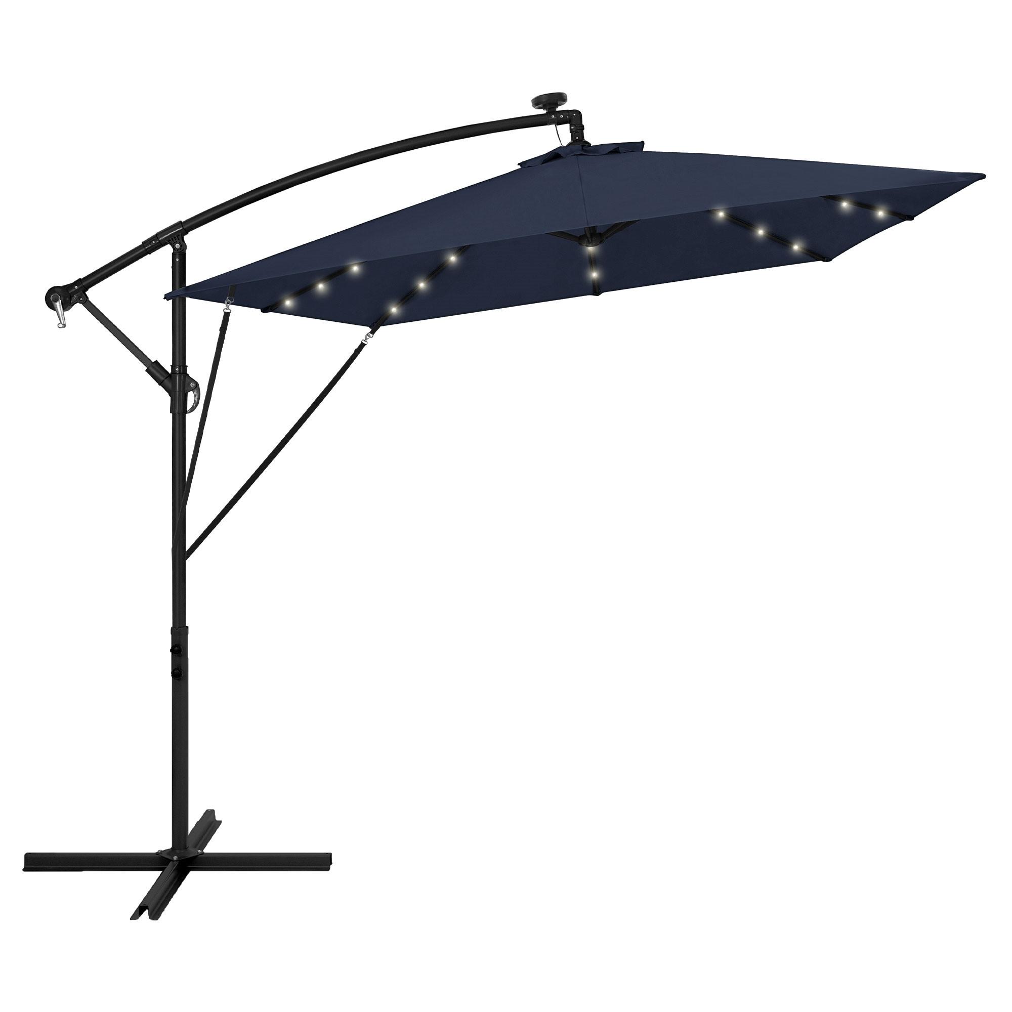 AMPELSCHIRM Ø 330 cm in Navy Blau aus Aluminium mit LED-Solar - Blau, Metall (330/330cm) - ML-DESIGN