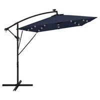 AMPELSCHIRM Ø 330 cm in Navy Blau aus Aluminium mit LED-Solar - Blau, Metall (330/330cm) - ML-DESIGN