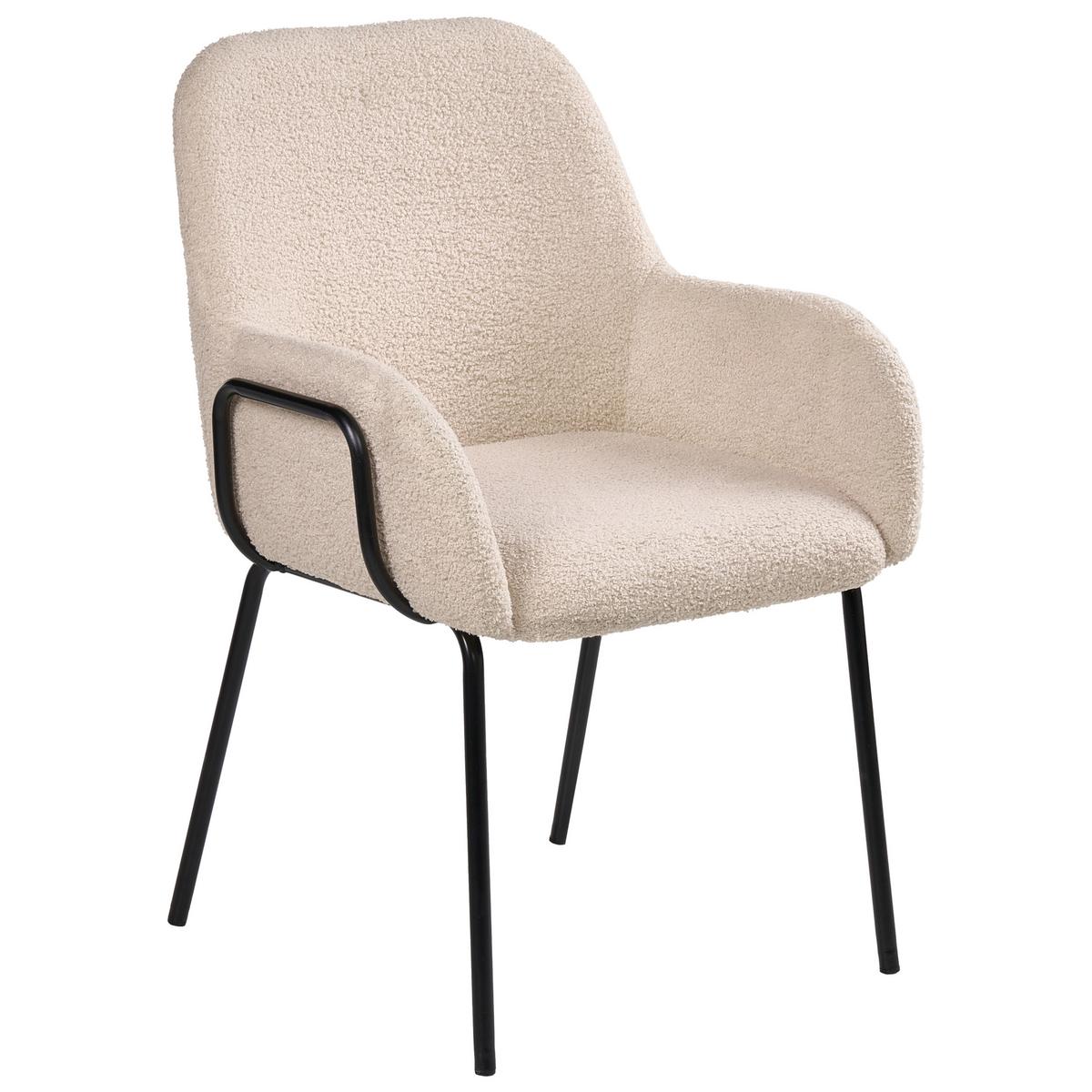 ESSZIMMERSTUHL Bouclé Hellbeige Algona - Beige, Textil (61/84/57cm) - Beliani