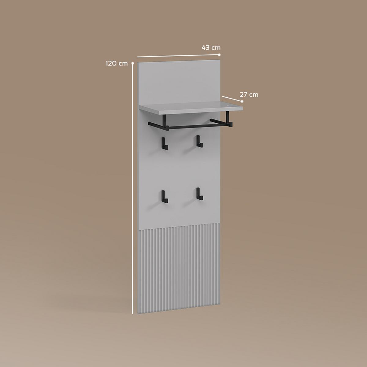 WANDGARDEROBE Aterno Grau 43 x 120 cm - Grau, Holzwerkstoff (43/120/27cm) - Livinity®