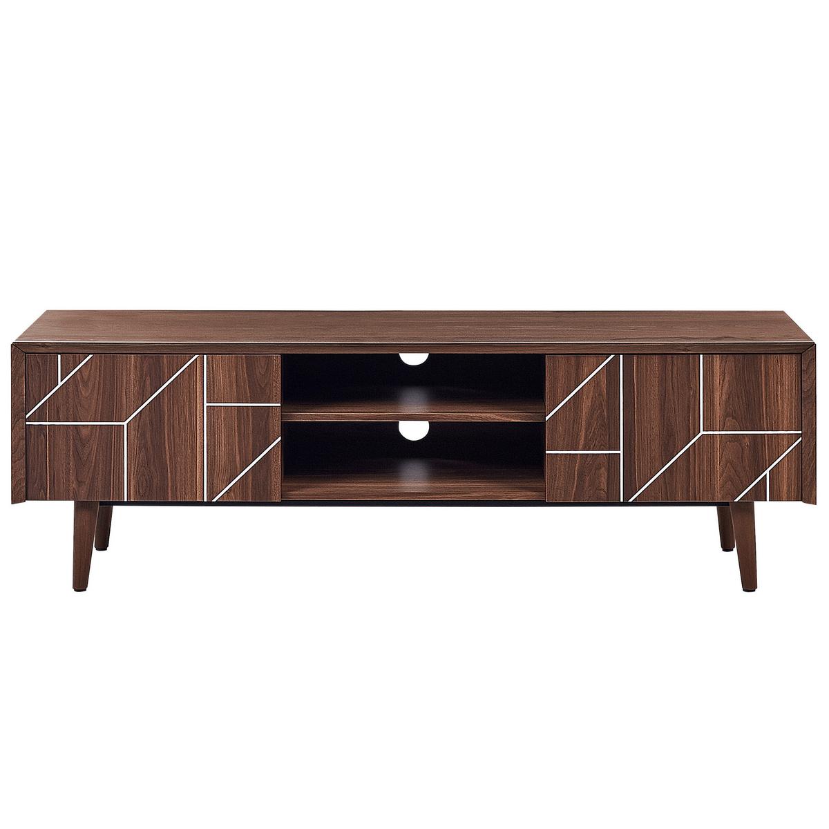 TV-MÖBEL Dunkelbraun FRANKLIN 39/150/51 cm - Dunkelbraun, Holzwerkstoff (150/51/39cm) - Beliani
