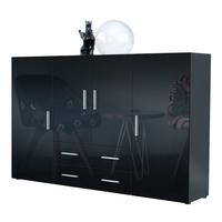 HIGHBOARD Nora Türen in Schwarz Hochglanz - Schwarz Hochglanz, Holzwerkstoff (166/106/35cm) - Vladon