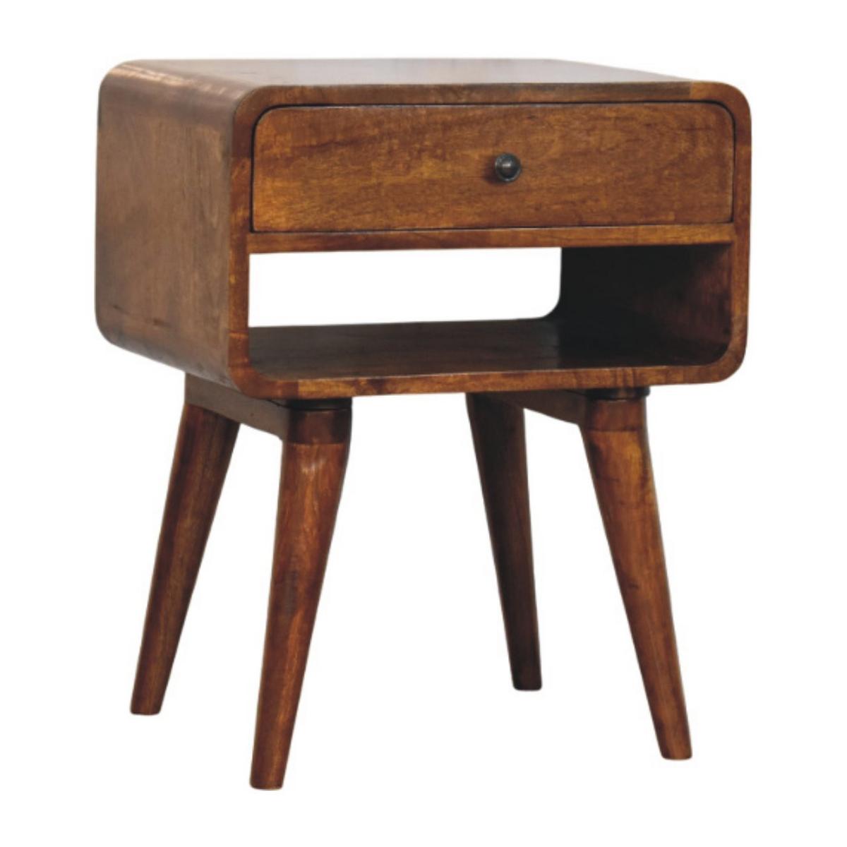 NACHTKASTEN Avora Kastanie, 1 Schublade und Offenes Fach, Dunkelbraun - Dunkelbraun/Messingfarben, Holz/Metall (45/56/35cm) - Artisan Furniture