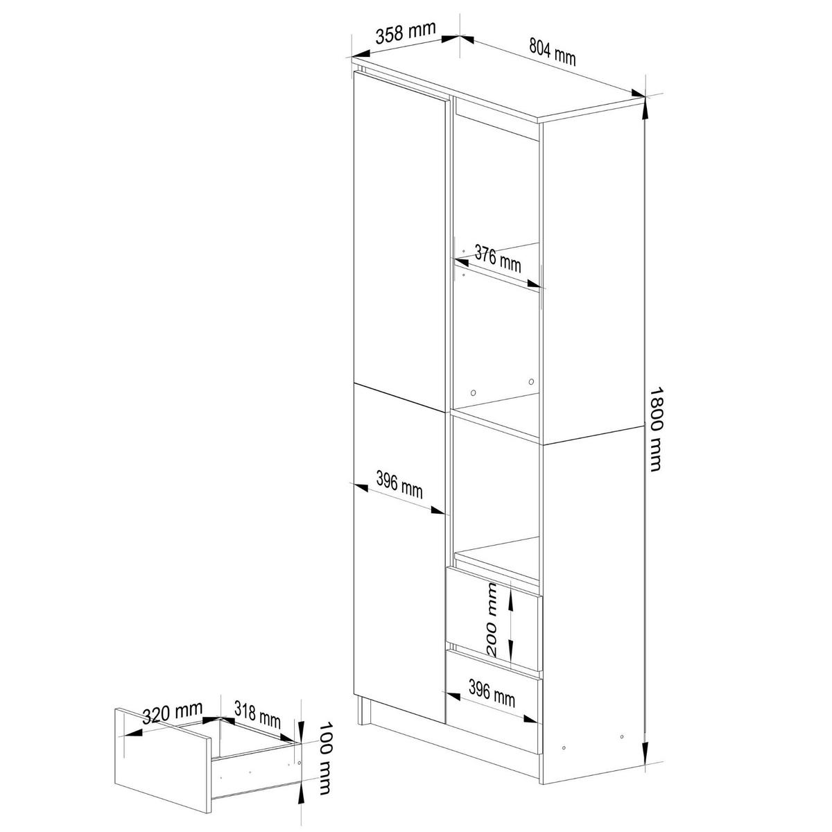 STANDREGAL Weiß, Weiß Glanz 180/80/35 - Weiß, Holzwerkstoff (80/180/35cm) - RAUMHIRSCH FURNITURE