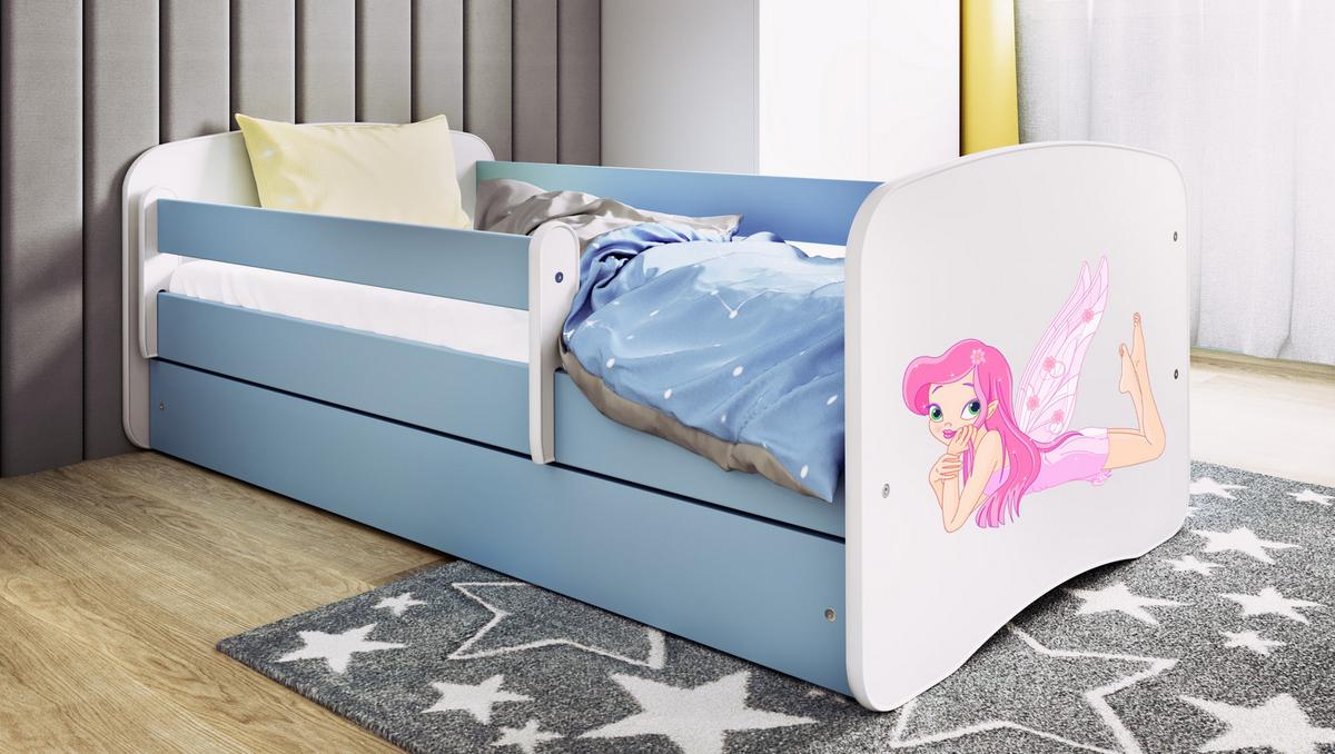 KINDERBETT Fee mit Flügeln mit Schublade 140/70 80/61/144 - Blau, Holzwerkstoff (70/140cm) - RAUMHIRSCH FURNITURE