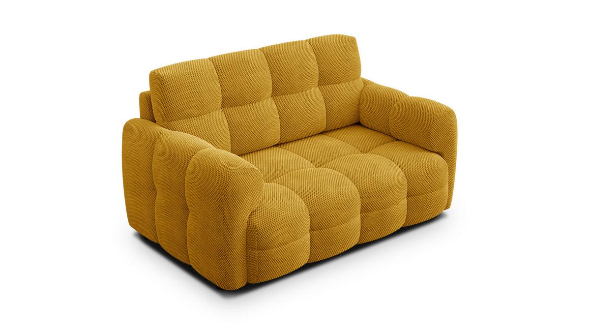 SOFA MELLOW 2-Sitzer, safran - Gelb/Schwarz, Holz/Textil (153/87/98cm) - Wozimo