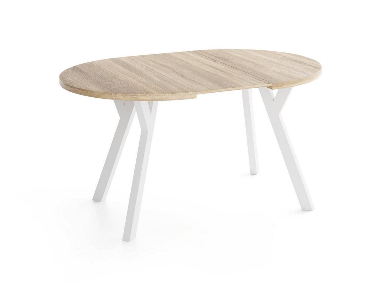 ESSTISCH Vero rund ausziehbar verlängerbar, Eiche Sonoma Hellbraun 80-130/80/77 cm - Weiß/Sonoma Eiche, Holz/Holzwerkstoff (80/130/76.5cm) - WFL GROUP