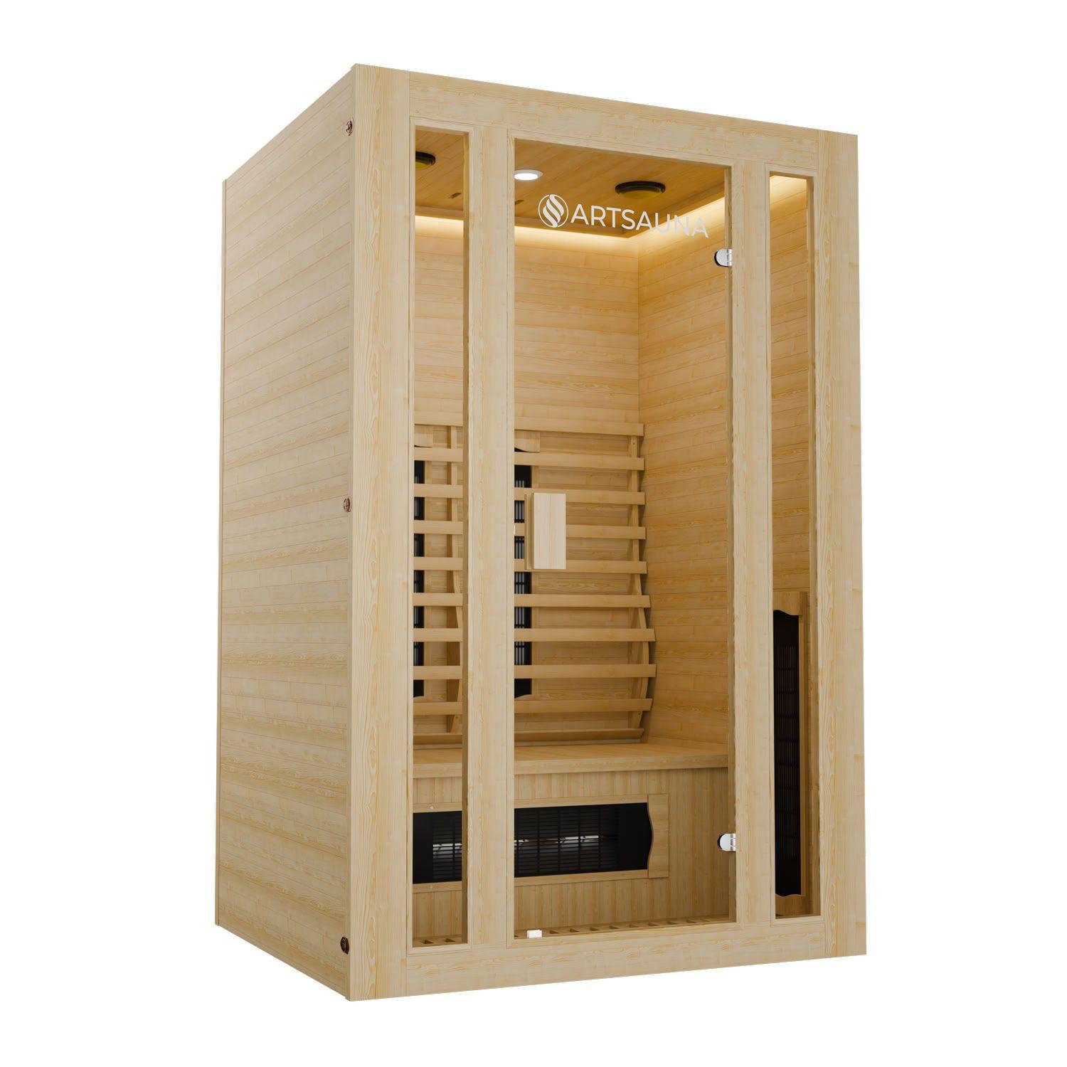 INFRAROTKABINE Nyborg S120K mit Keramik-, Flächenstrahler & Hemlockholz - Naturfarben, Holz (120/190/105cm) - Artsauna