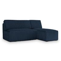 ECKSOFA BRISO T Blau Kordstoff mit Schlaffunktion - Blau/Grau, Holz/Kunststoff (200/140cm) - MASSENO