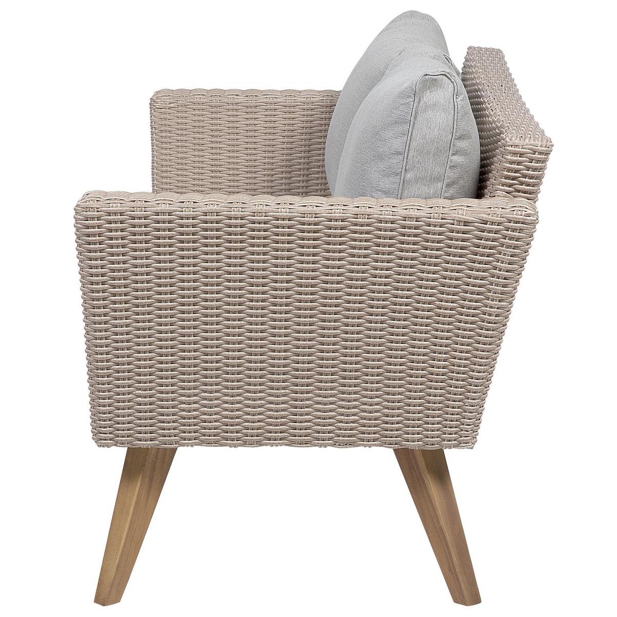 LOUNGE-SET 4-sitzer Rattan Grau Vittoria - Beige, Kunststoff - Beliani