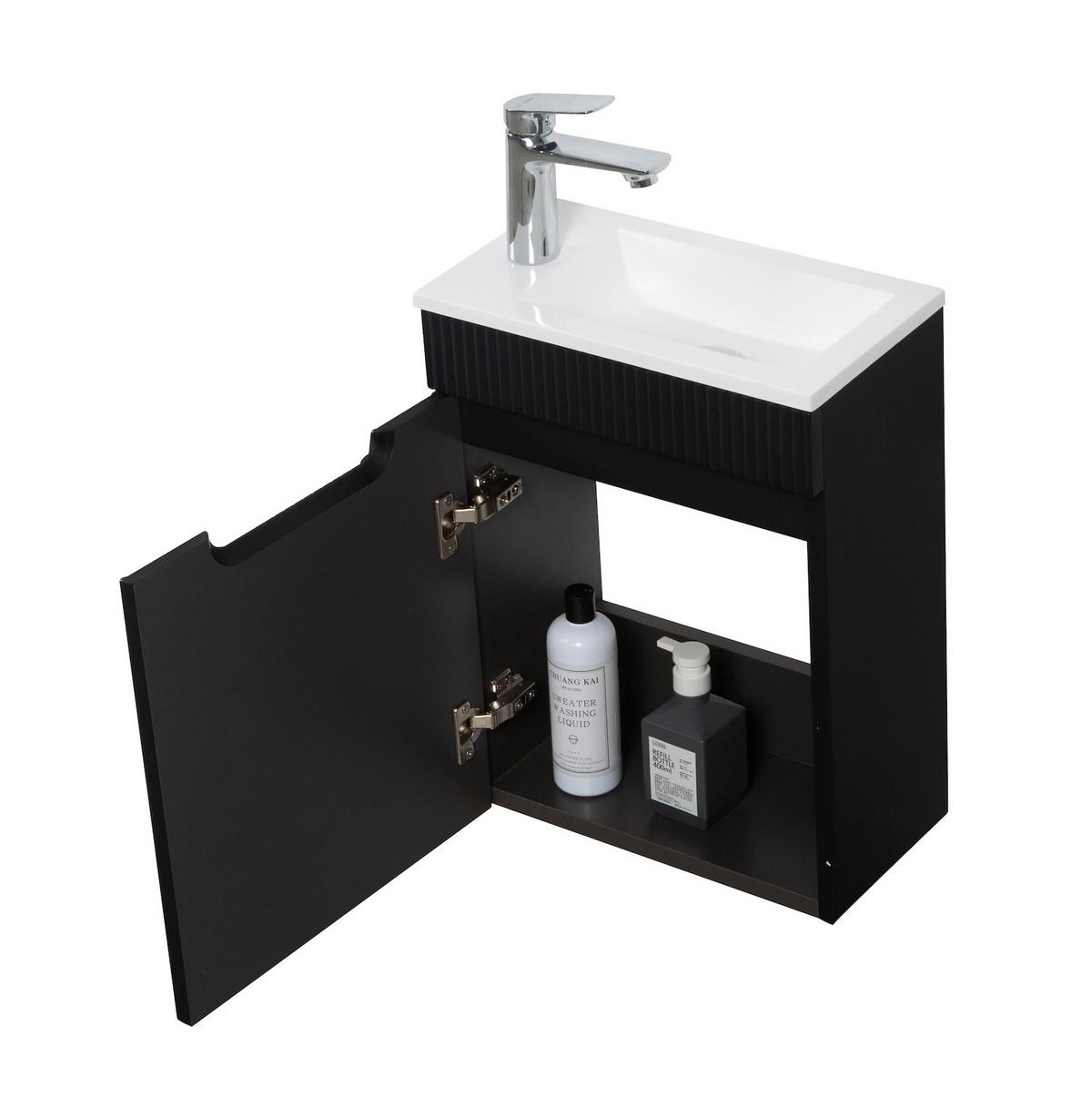 GÄSTE-WC-MÖBELSET Thermis 2 Teile Schwarz Matt - 40 x 22 x 53 cm - Schwarz/Weiß, Holz (40/53/22cm) - Badplaats