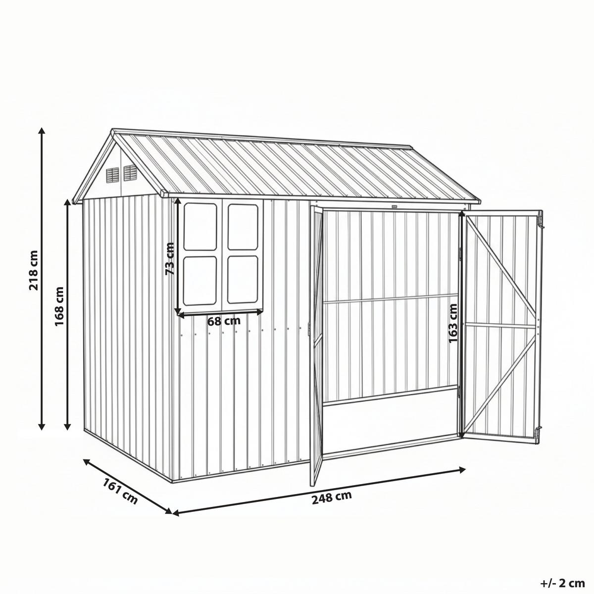 GERÄTEHAUS 248 cm 161 cm Braun Nocciano - Dunkelgrau/Braun, Metall (248/218/161cm) - Beliani