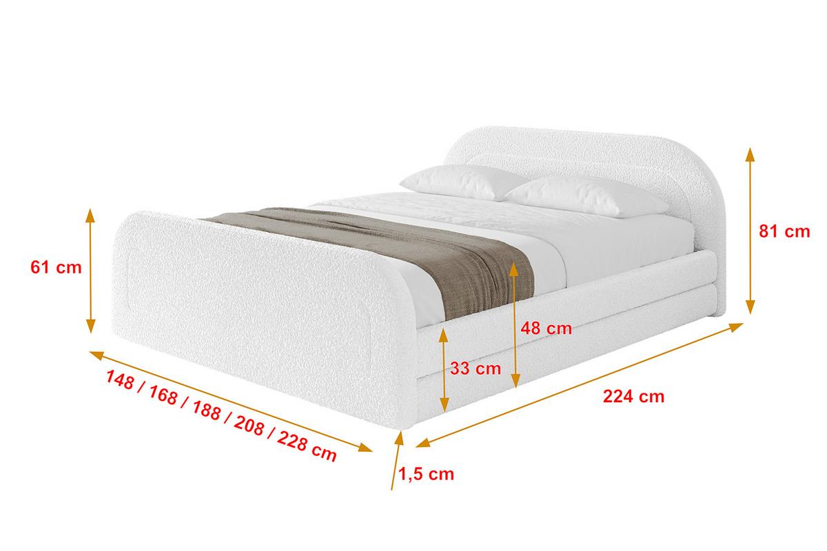 POLSTERBETT mit Bettkasten, Fußteil und Lattenrost, Boxbett ohne Matratze - LERIS-v1-Z 180x200 Weiß - Weiß, Holzwerkstoff/Textil (180/200cm) - ALTDECOR