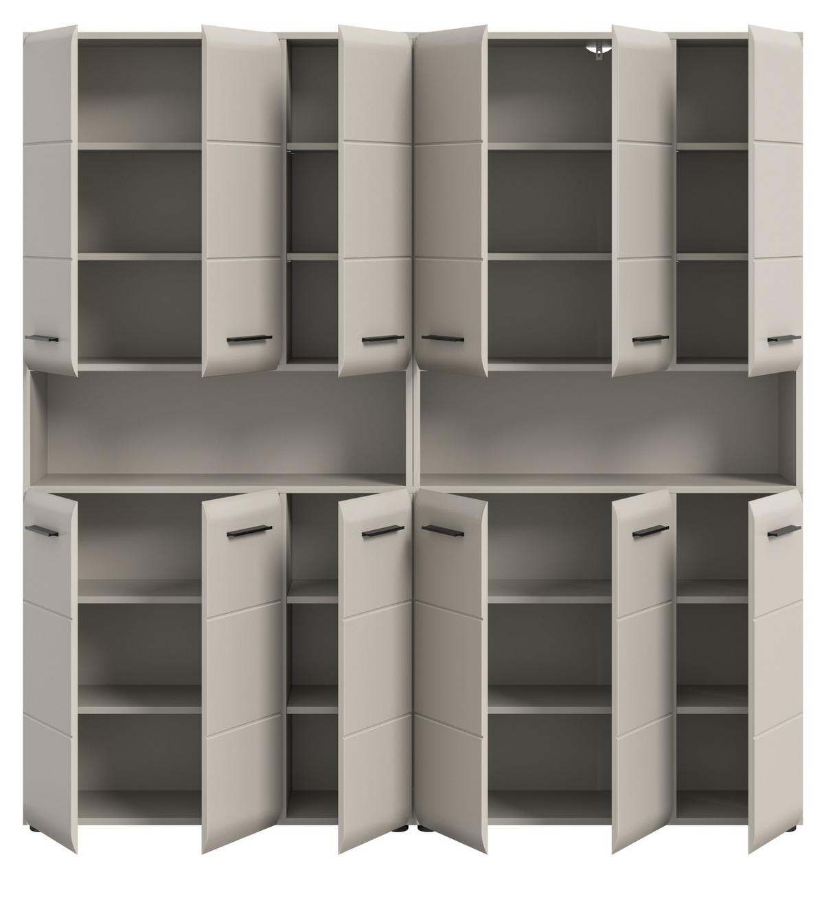 HOCHSCHRANK Kaschmir 180 x 185 cm, Badezimmer Schrank XXXL mit 26 Fächern - Kaschmir/Schwarz, Holzwerkstoff/Kunststoff (180/185/30cm) - Inn.Furn