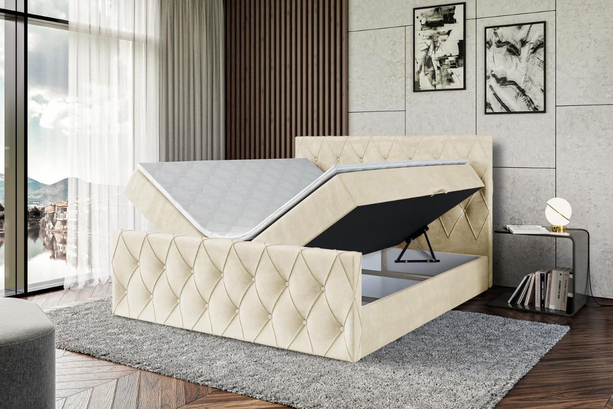 BOXBETT AMAY-Z - 180x200 cm - H3 - Beige - Beige, Holzwerkstoff (180/200cm) - ALTDECOR