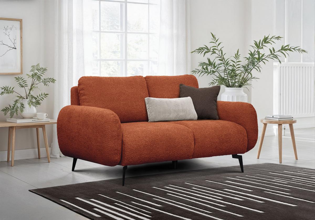 SOFA FEBE 2-Sitzer, dunkelorange - Dunkelorange/Schwarz, Holz/Textil (160/82/96cm) - Wozimo