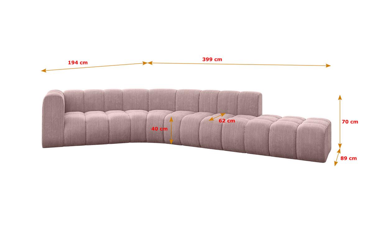 ECKSOFA modulares Sofa Tilmo-L1 - 399x194x70 cm Rosa - Rosa, Holzwerkstoff/Textil (399/194cm) - ALTDECOR
