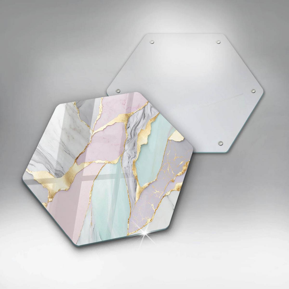 GLASPLATTE 40 cm Pastell Marmor Muster - Pink, Glas (40/40cm) - Wallfluent
