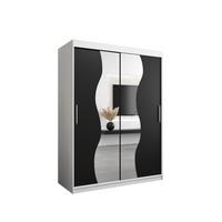 SCHWEBETÜRENSCHRANK 200/150/62 2-türig - Silberfarben/Schwarz, Holz/Kunststoff (150/200/62cm) - MÖBEL KRYSPOL