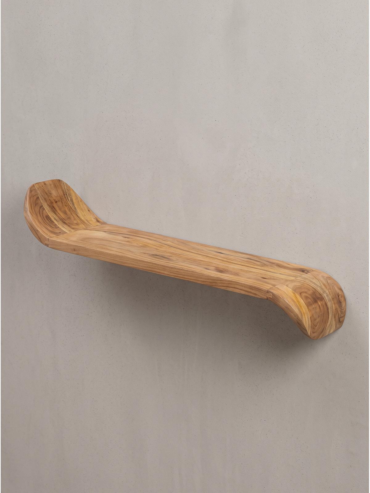 WANDREGAL ARBOGA, Mango Massivholz, handgefertigt, 120 x 20 x 36 cm - Braun, Holz (120/36/20cm) - KADIMA DESIGN