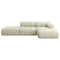 ECKSOFA modulares Sofa Lizur-L1 - 285x160x70 cm Beige Velours - Beige, Holzwerkstoff/Textil (285/160cm) - ALTDECOR