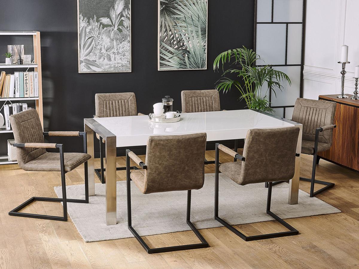 ESSZIMMERSTUHL 2er-Set Kunstleder Braun Brandol - Braun, Textil/Metall (52/87/54cm) - Beliani