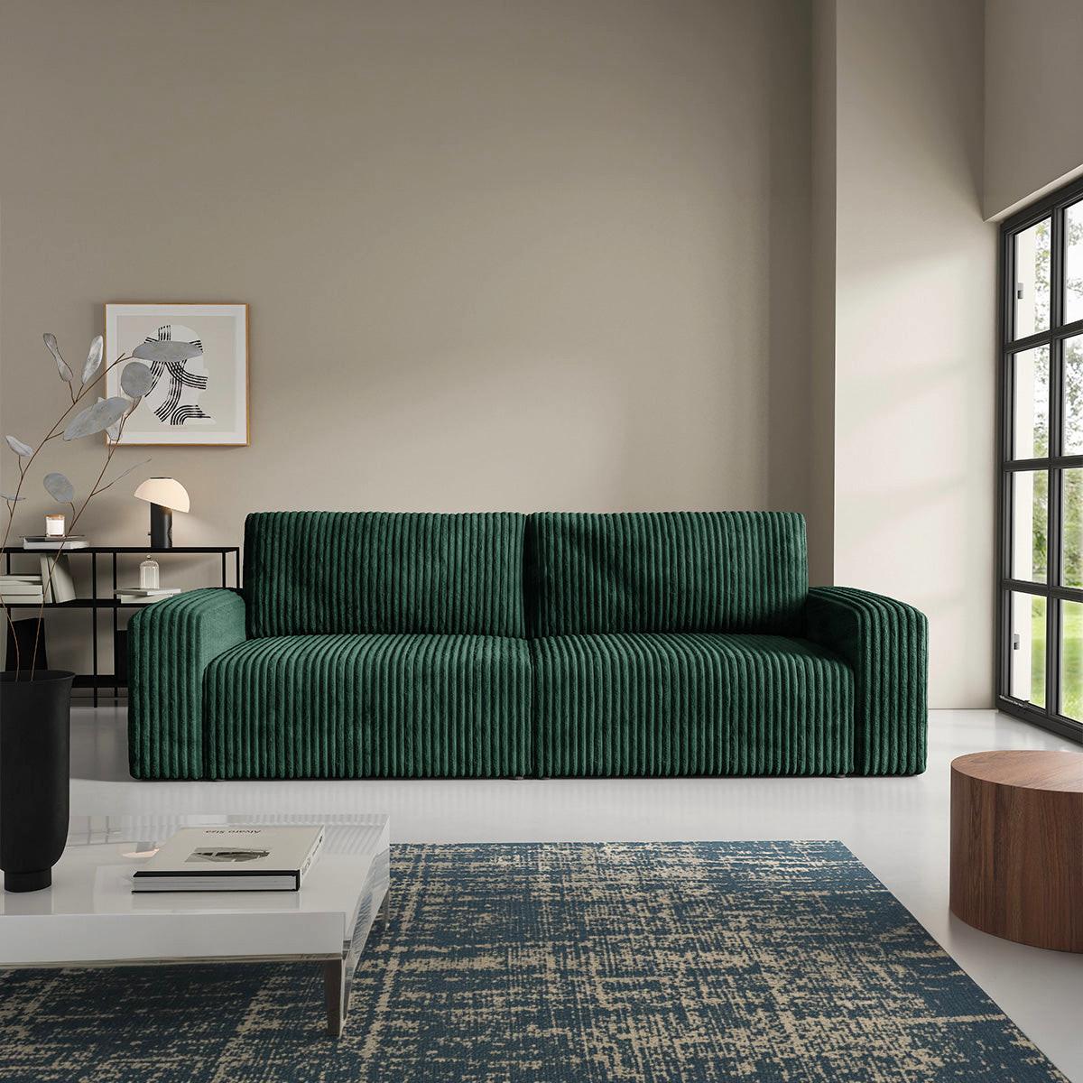 SOFA Angela 3 Sitzplätze Tannengrün - Grün, Holz (252/86/105cm) - Petits-meubles