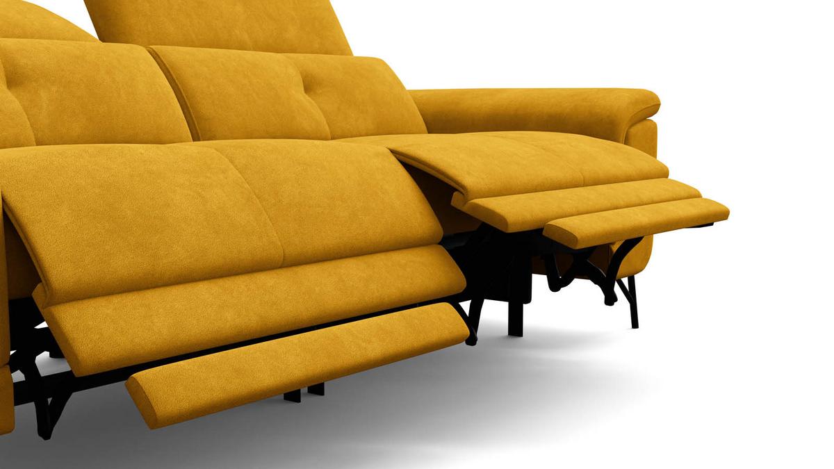 SOFA RELAX AVENA 3-Sitzer, gelber Veloursstoff - Gelb/Schwarz, Holz/Textil (204/80/108cm) - Courtois Laville