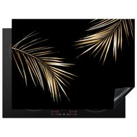 HERDABDECKPLATTE Blätter - Pflanzen - Gold - Schwarz - Luxus Herdabdeckung Induktionsfeld 70x52 cm - Goldfarben, Kunststoff (70/52/0.2cm) - MuchoWow