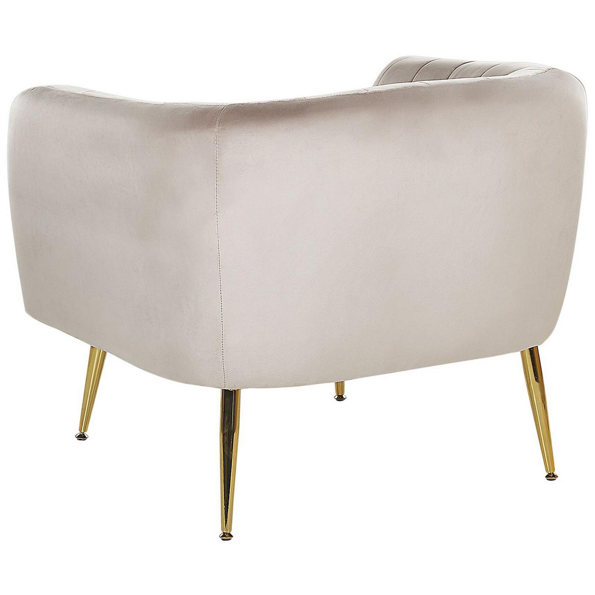 SESSEL Samtstoff Beige Laconia - Beige, Textil/Metall (85/72/62cm) - Beliani