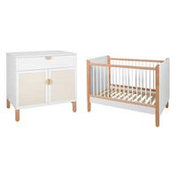 BABYZIMMER 2-teilig Laurie Weiß und Holz - Weiß, Holzwerkstoff (123.5/90/64cm) - Petits-meubles