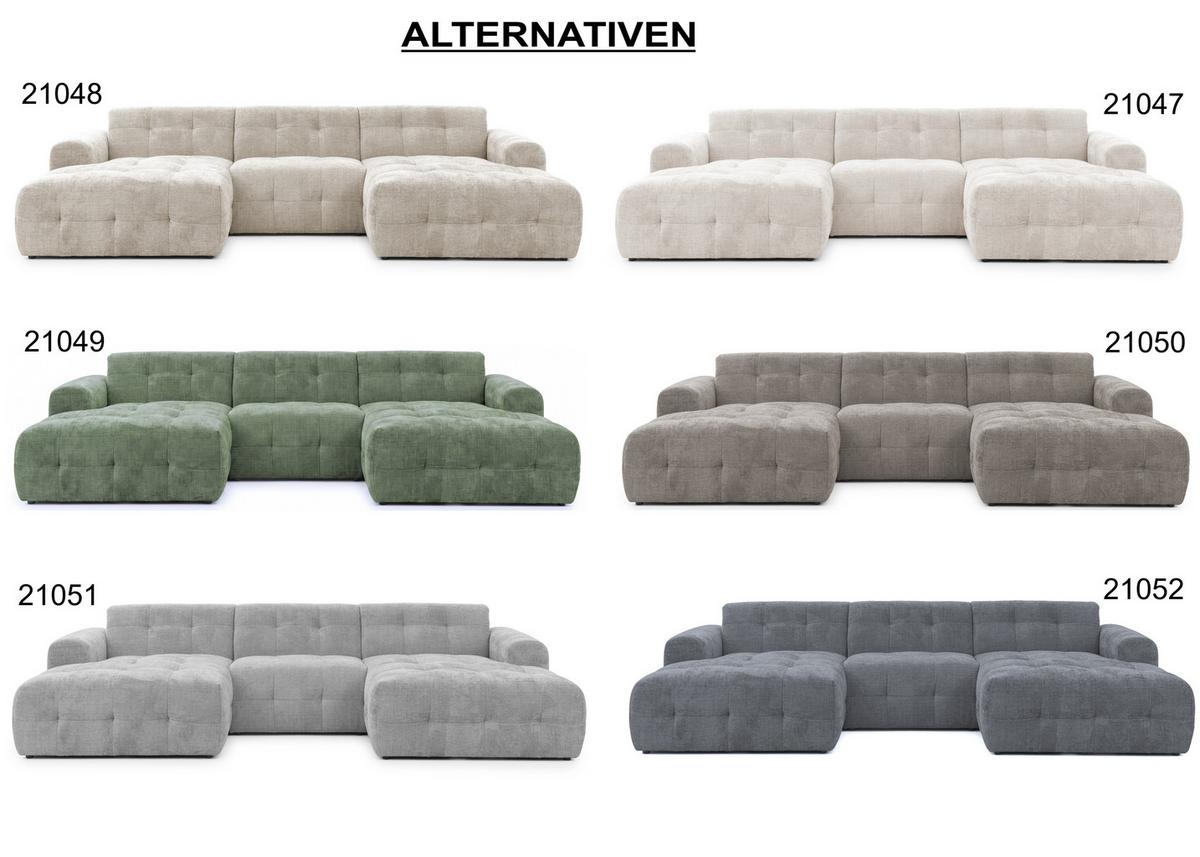 WOHNLANDSCHAFT in U-Form mit raffinierten Steppungen, 6-Sitzer, Wellenunterfederung, B323/T161/H79 cm, Chenille-Bezug in Beige / 21047 - Beige/Schwarz, Kunststoff/Textil (323/79/161cm) - luma-home