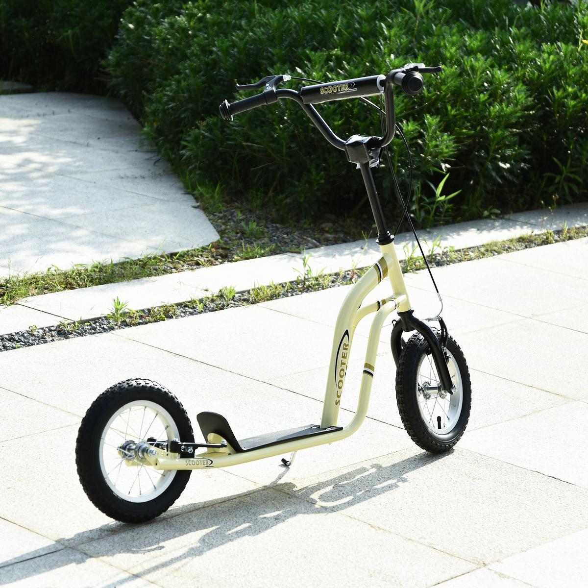KINDERROLLER, Beige/Schwarz/Weiß, Stahl+ Aluminium - Beige, Metall (120/58/95cm) - HOMCOM