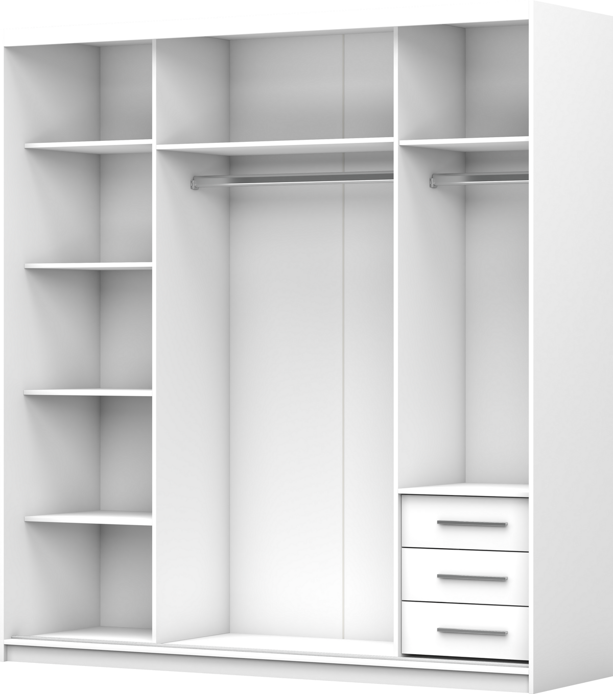 SCHWEBETÜRENSCHRANK 203/218/61 cm 2-türig Pola 42 B Weiß/Weiß - Alufarben/Weiß, Glas/Holzwerkstoff (203/218/61cm) - imoebel24