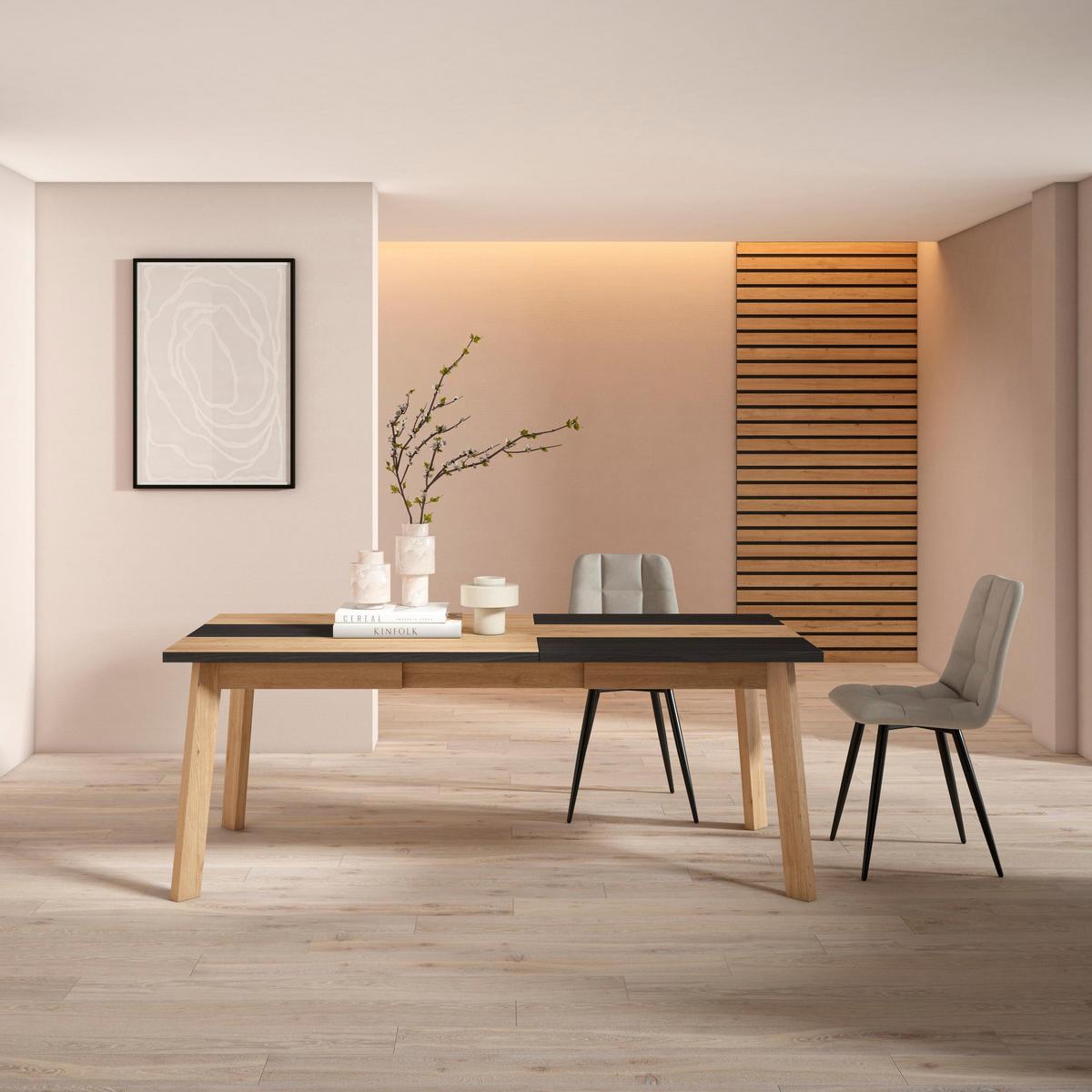 ESSTISCH für 10 Gäste, eiche, schwarz, 194/90/75cm - Eichefarben/Schwarz, Holzwerkstoff (90/194/75cm) - Skraut Home