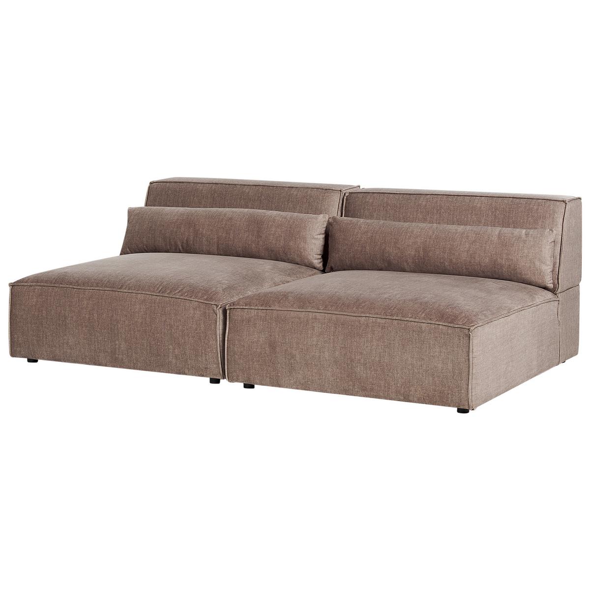 2-SITZER-SOFA hellbraun ohne Armlehnen Hellnar - Braun, Textil (204/70/126cm) - Beliani