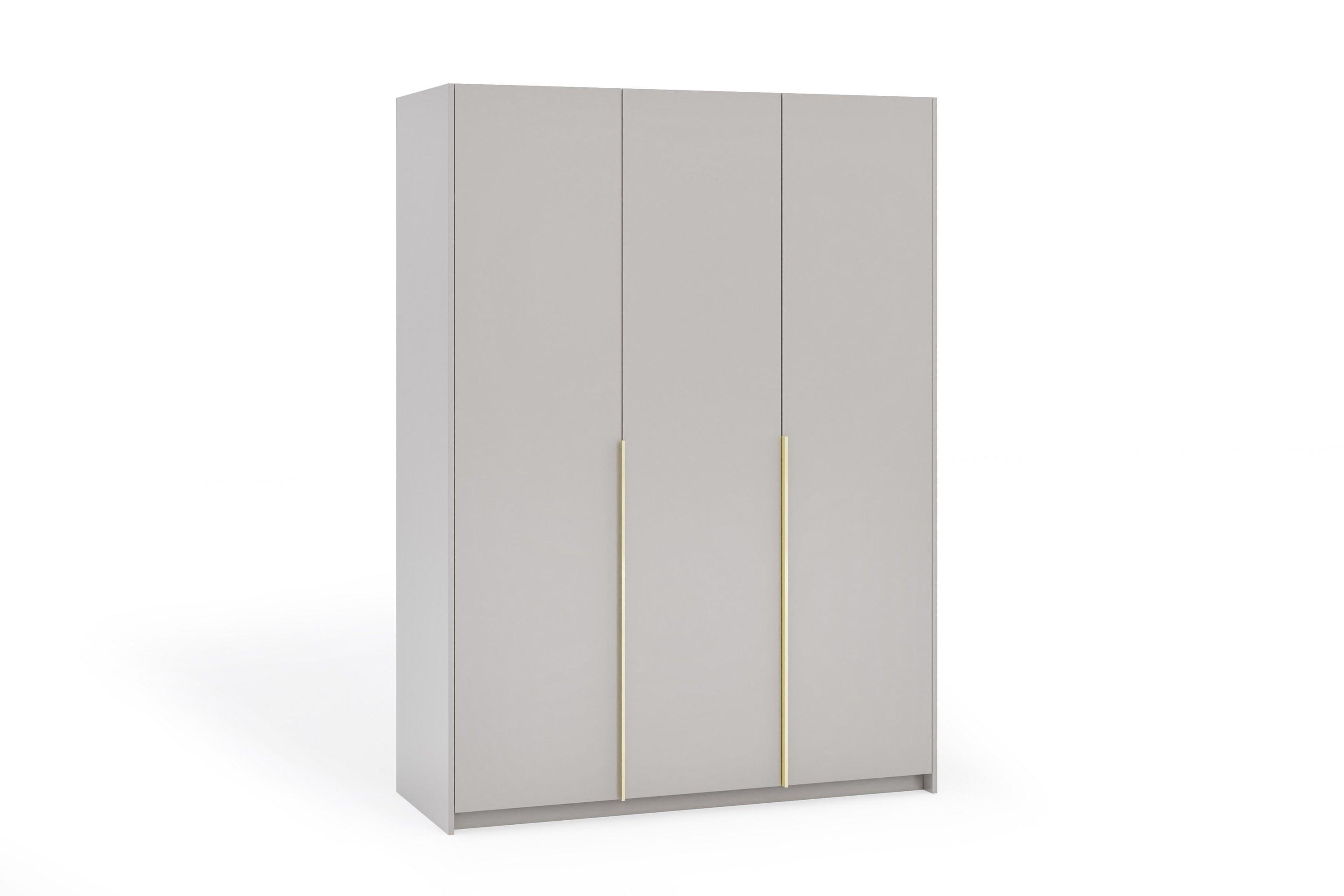 DREHTÜRENSCHRANK AMARA 148/204/58cm 3-türig Kaschmir - Kaschmir/Goldfarben, Holzwerkstoff (148/204/58cm) - MASSENO
