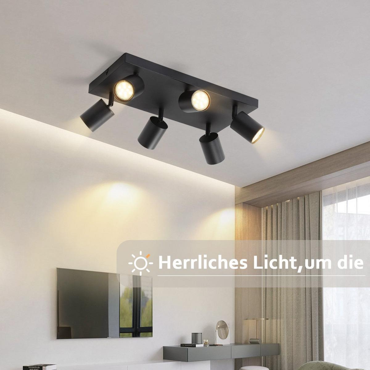 DECKENSTRAHLER Flammund 40/20/14.4 cm - Schwarz, Metall (40/20/14.4cm) - ZMH