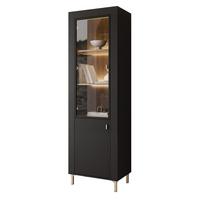 VITRINE AVENA Glastüren, 60/40/194 cm Schwarz / Eiche - Schwarz, Holzwerkstoff/Kunststoff (60/194/40cm) - Idohome