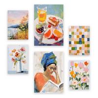 POSTER Set Mit 6 Frühstück Lesen A3 & A4 Rahmenlos - Klar, Papier (29/3/42cm) - Nacnic