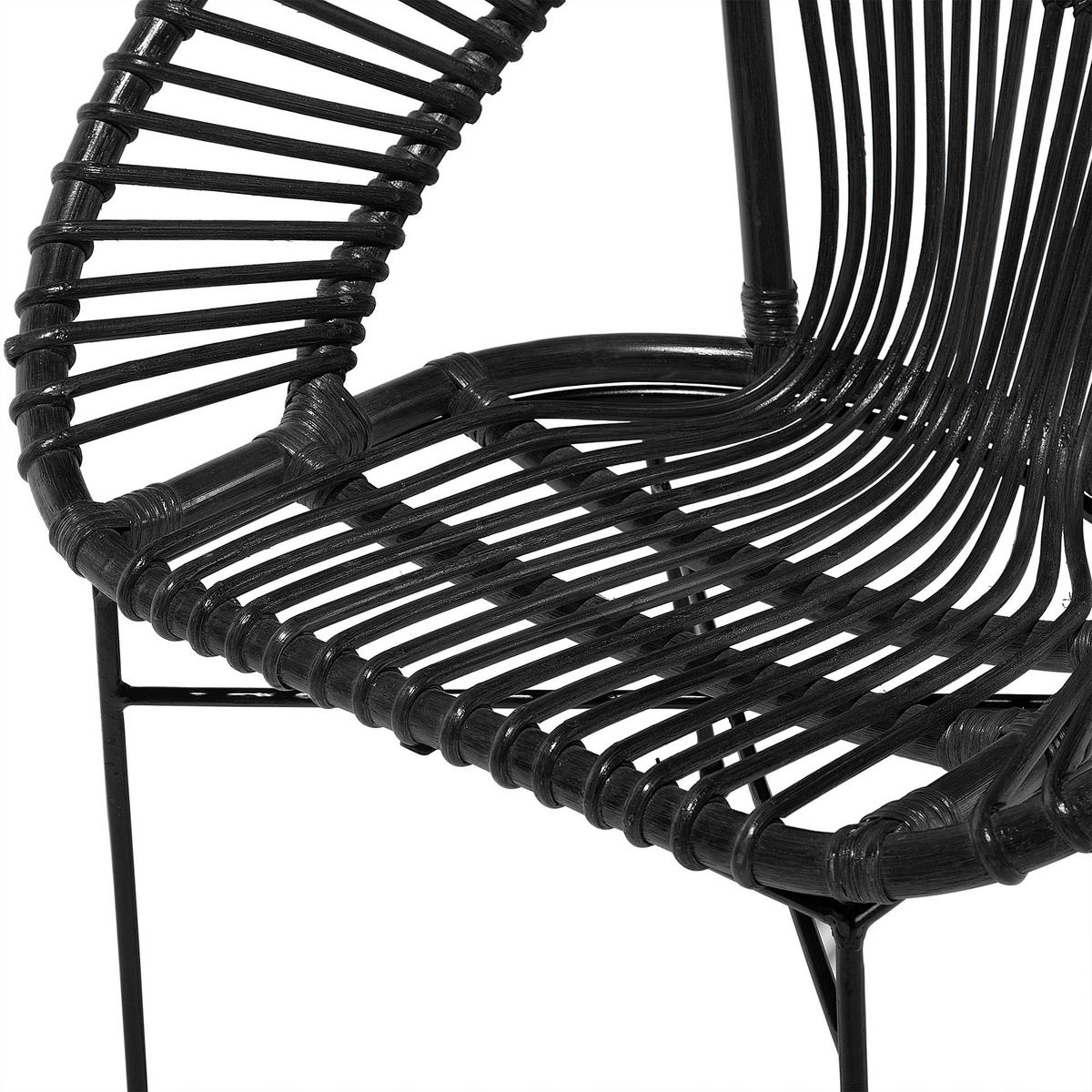 RATTANSTUHL Rattan Schwarz Sarita - Schwarz, Naturmaterialien/Metall (70/80/48cm) - Beliani