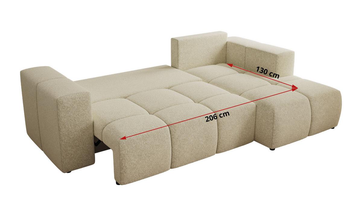 ECKSOFA MONIVA Creme Strukture - Links - Creme/Schwarz, Kunststoff/Textil (164/266cm) - MKS