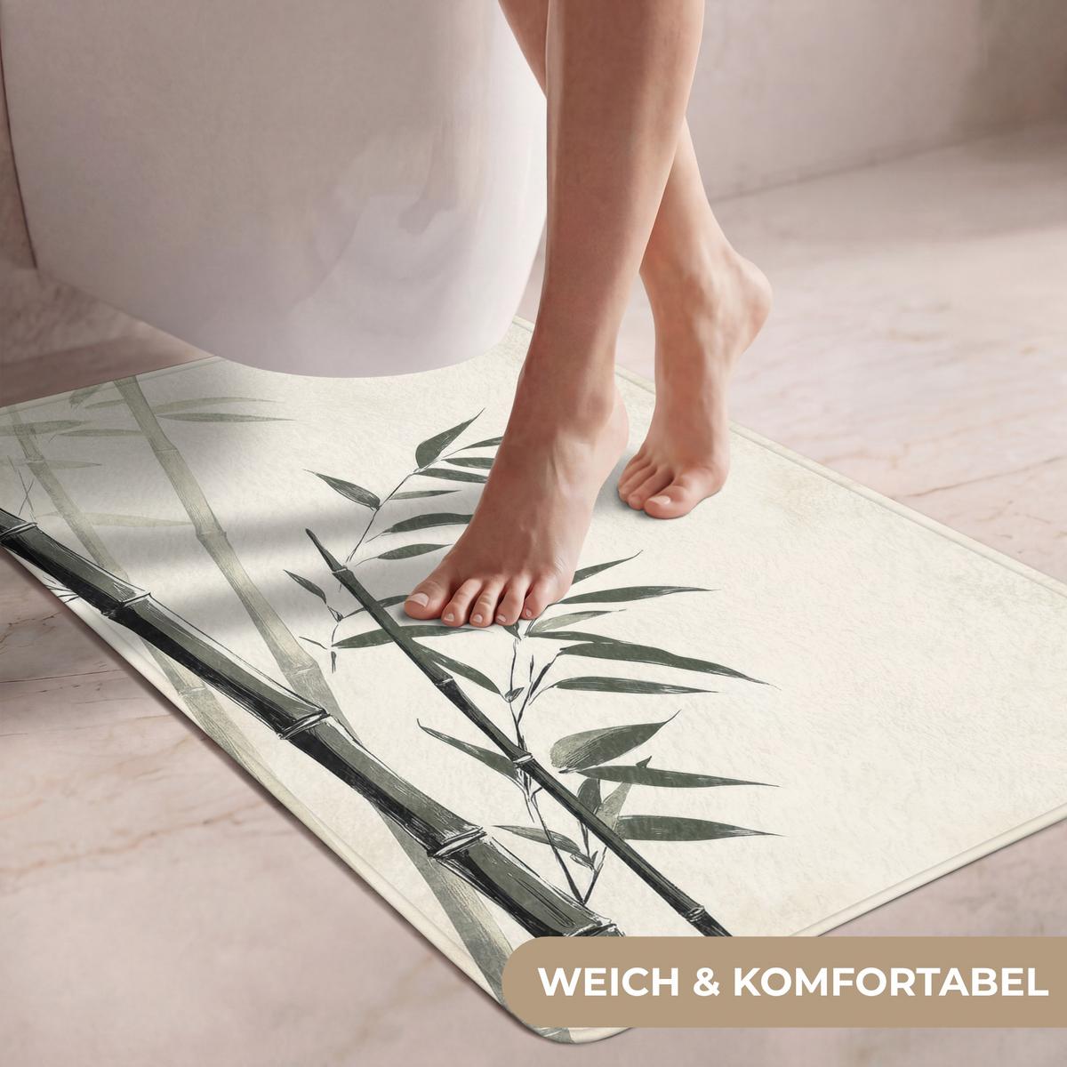 WC-VORLEGER Japandi - Bambus - Beige Toilettenvorleger 60x90 cm - Ecru, Textil (60/1cm) - OnlyWow