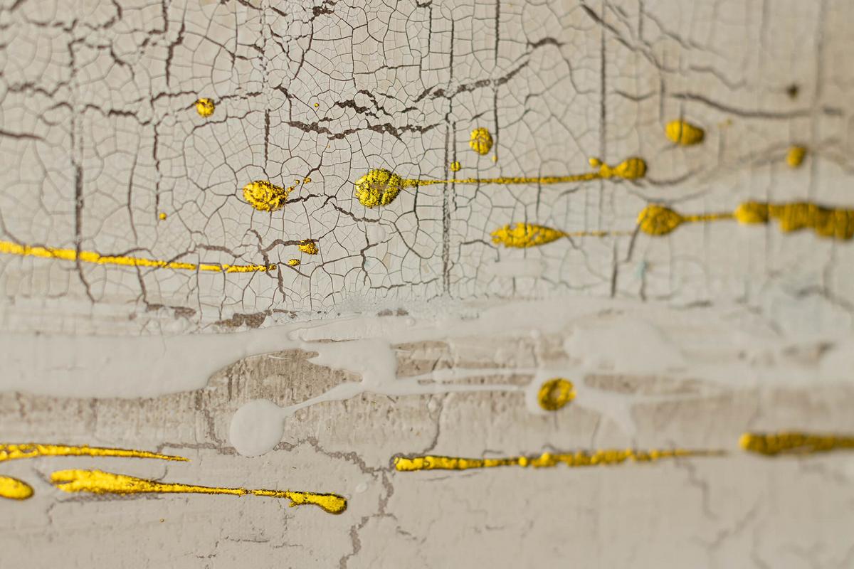 ÖLGEMÄLDE 120/60 cm - Goldfarben/Weiß, Holz/Textil (120/60cm) - KUNSTLOFT