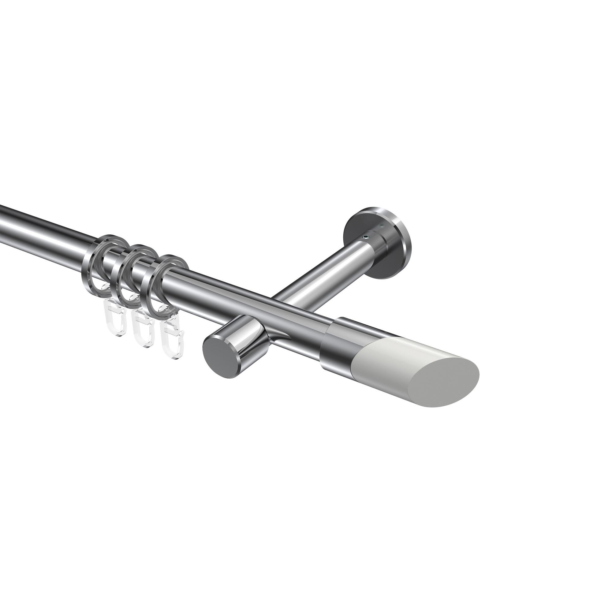 GARDINENSTANGE Prestige Verano 140 cm, 1-läufig, 20 mm Ø Chrom - Chromfarben/Weiß, Metall (140cm) - INTERDECO