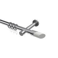 GARDINENSTANGE Prestige Verano 140 cm, 1-läufig, 20 mm Ø Chrom - Chromfarben/Weiß, Metall (140cm) - INTERDECO