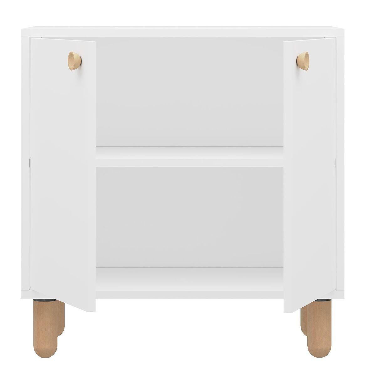 SIDEBOARD mit 2 Türen und Füßen aus massivem Buchenholz 36/72/73 cm - Weiß, Holzwerkstoff (36/73/43cm) - Calicosy
