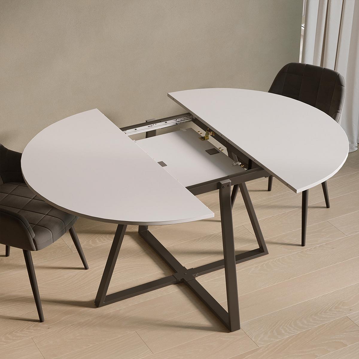 ESSTISCH Firenze Weiß/Schwarz 120 x 120 cm ausziehbar - Schwarz/Weiß, Holzwerkstoff (120/120/75.8cm) - Livinity®